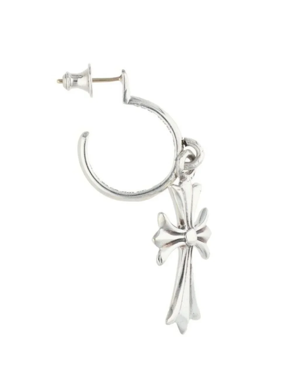 Chrome Hearts Tiny CH Cross Hoop Silver Earrings
